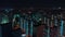 Night lights of a sleeping area in a large modern metropolis from a bird's eye view. aerial view. artistic noise