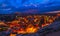 Night minaret Goreme, landscape Cappadocia,