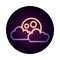 Night moon clouds sky cartoon neon icon style