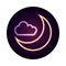 Night moon clouds sky cartoon neon icon style