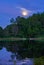 Night moon, pond and tree