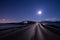 Night with the moon and view on the Atlantic Ocean Road in Norway