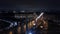 Night Moscow with Leninsky Avenue and Gagarin Monument, aerial