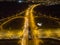 Night motorway aerial view