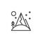 Night mountain landscape outline icon