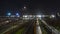 Night movement of trains on a railway junction in moon light