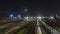 Night movement of trains on a railway junction in moon light