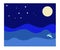 Night ocean sky with dolphin.vector illustration