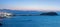 The night panorama of the causeway from Naxos to Palatia with Portara in Greece