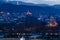 Night panorama. In the foreground is the Cathedral of Sioni, Georgia, Tbilisi. The middle plan is the Church of Jvaris Mama.