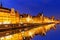 Night panorama of Gdansk, Moltawa riverside, Poland