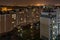 Night panorama of Light in the windows of a multistory building. life in a big city