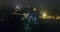 Night panorama of Prague, panoramic view from the air to the old town and Charles Bridge, lights of the night city