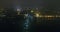 Night panorama of Prague, panoramic view from the air to the old town and Charles Bridge, lights of the night city