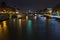 Night panorama of Seine river in Paris