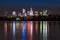 Night panorama of Warsaw skyline