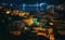 Night panoramic overview of La Spezia city, Italy. Picturesque scene with illuminated colorful buildings. Beautiful travel