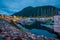 Night panoramic view of beautiful city Orsta, Norway