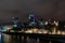 Night panoramic view of London city and skyscrapers of the square mile business financial district.