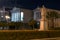Night Panoramic view of National Library of Athens, Greece