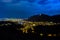 Night panoramic view of the old historic neighbourhood of Brasov, Romania