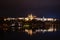 Night Panoramic view of Prague castle, Czech Republic, Famous Unesco panorama of Hradcany in the Czech Republic with enlightened