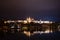 Night Panoramic view of Prague castle, Czech Republic, Famous Unesco panorama of Hradcany in the Czech Republic with enlightened