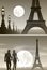 Night Paris and couple in love
