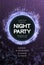 Night Party Dance Poster Background. Event celebration flyer. Futuristic technology style.