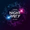 Night Party poster. Shiny banner club disco. Dj dance summer invitation