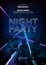 Night party vector flyer, poster with dancing people. Disco announcement