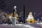Night photo of Alexander Nevsky square and Tsar Samuel Monument, Sofia