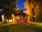 Night photo of an arbour