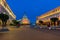 Night photo of Buildings of Presidency and Former Communist Party House in Sofia, Bulgaria