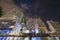 Night photo Downtown Miami as seen from Brickell. Long exposure showing blurry clouds in motion. All logos removed