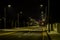 Night photo of empty four lane street