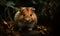 night photo of hamster in its natural habitat. Generative AI