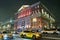 Night photo of Moscow City Administration building on Tverskaya Street in Moscow