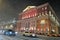 Night photo of Moscow City Administration building on Tverskaya Street in Moscow