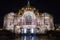 Night photo of the Palace of Fine Arts