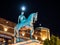 Night Photo of Statue of Lady Godiva in Coventry City Centre, Midlands, England