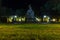 Night photograph of the monument from the day the millennium of Russia was founded in the center of the Novgorod Kremlin in Veliky