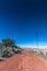 Night photography on a dirt road between agave