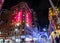 Night photography of Georges street with beautiful Christmas artwork sparkle light installation.