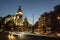 Night photography light trails rooftop view edificio metropolis madrid