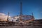 Night photography of a ruined setellite dish antenna in south Tenerife, Canary islands, Spain.