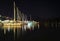 Night photography of sailboats at Ithaca island Greece