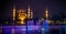 Night photography of Sultan Ahmet mosque in Istanbul, Turkey