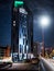 Night photos of illuminated new beautiful buildings of Strasbourg