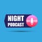 Night podcast icon, Button for podcast vector symbol in flat isometric style isolated on colored background. Vector